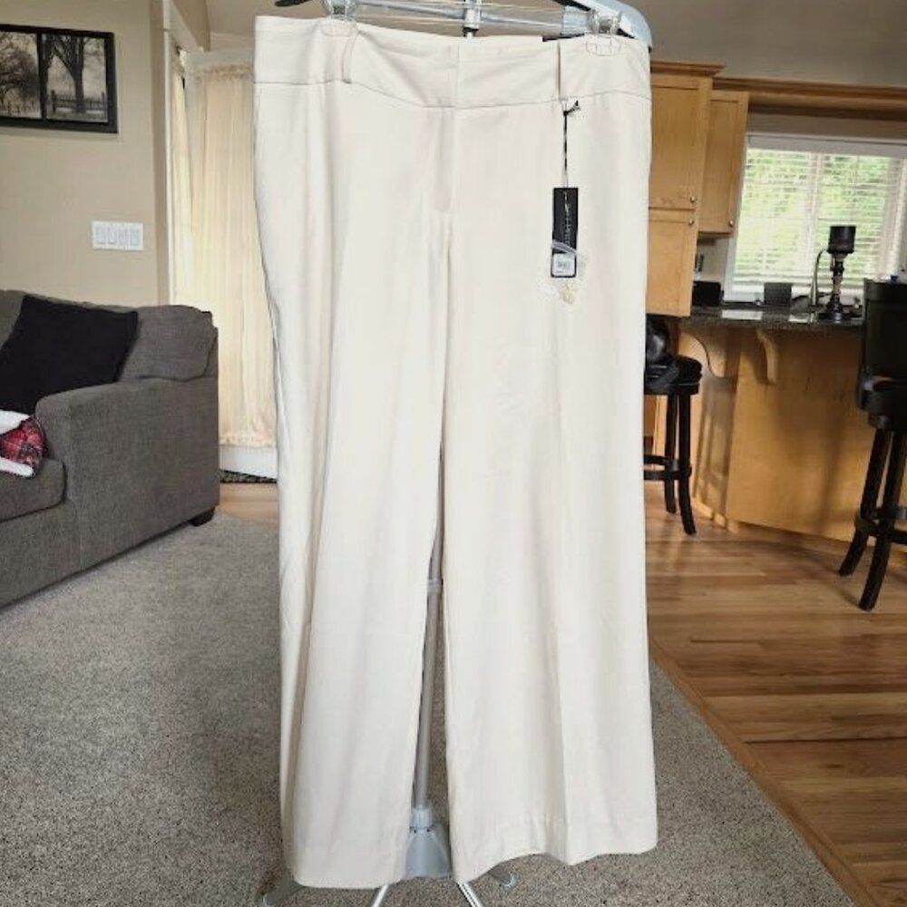 Lane Bryant Women's Cream Wide-Leg Trousers
